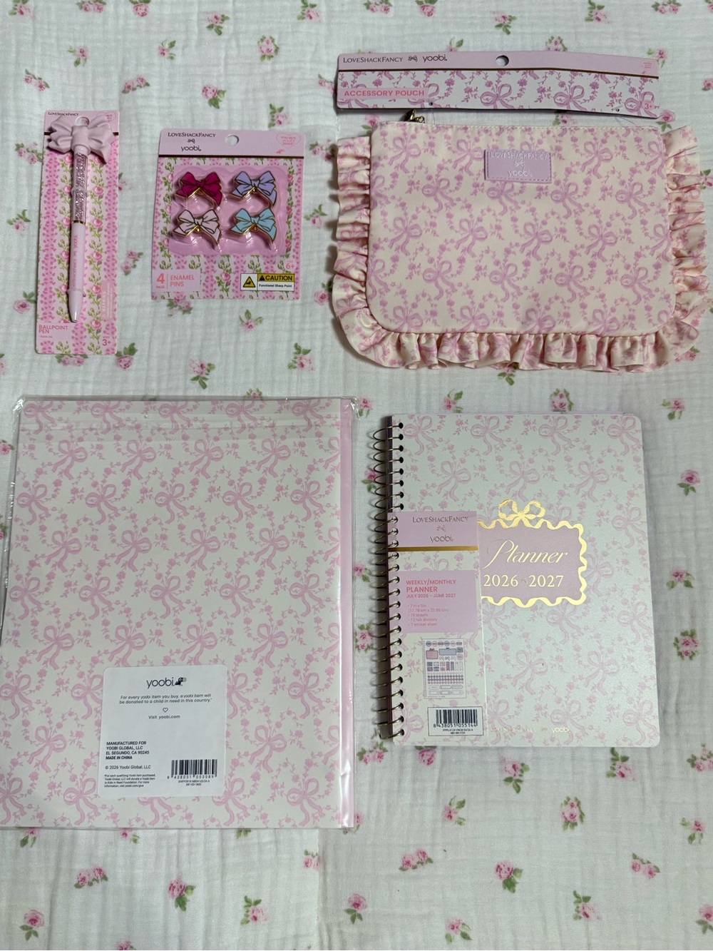 NWT Loveshackfancy x Target bow print planner, pouch & more back to school